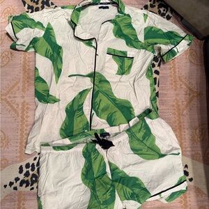 Katie Kime palm banana leaf Pajama Set with Tropical Print 3x